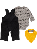 Carhartt Boys' Long-Sleeve Graphic Bodysuit, Fleece Overall And Food Bib 3-Piece Set - CG8832