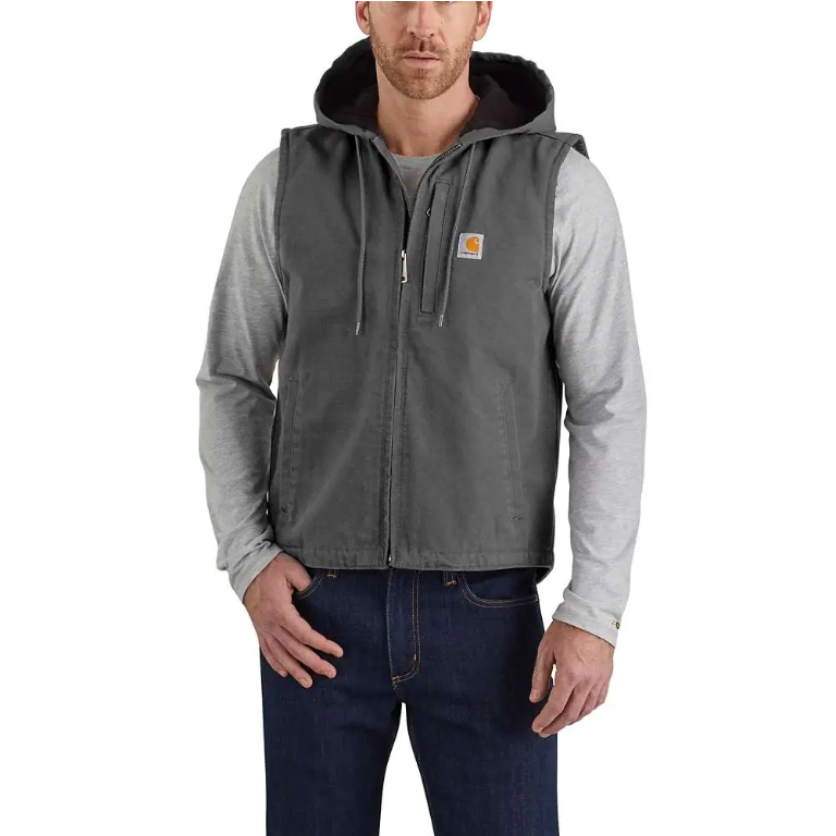 Carhartt Relaxed Fit Washed Duck Fleece-Lined Hooded Vest - 103837