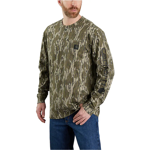 Carhartt Loose Fit Heavyweight Long-Sleeve Pocket Camo Logo Graphic T-Shirt - 105483