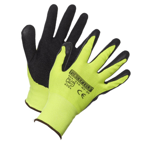 FORCEFIELD Hi-Vis Nylon Work Glove, Palm Coated with Crinkle Latex