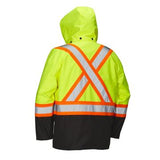 Forcefield Hi Vis Safety Rain Jacket with Snap-Off Hood 023-HVRJ