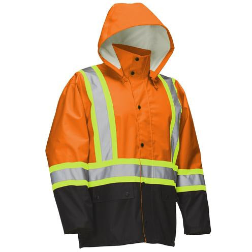 Forcefield Insulated Hi-Vis Rain Jacket with Snap-Off Hood 024-EN640