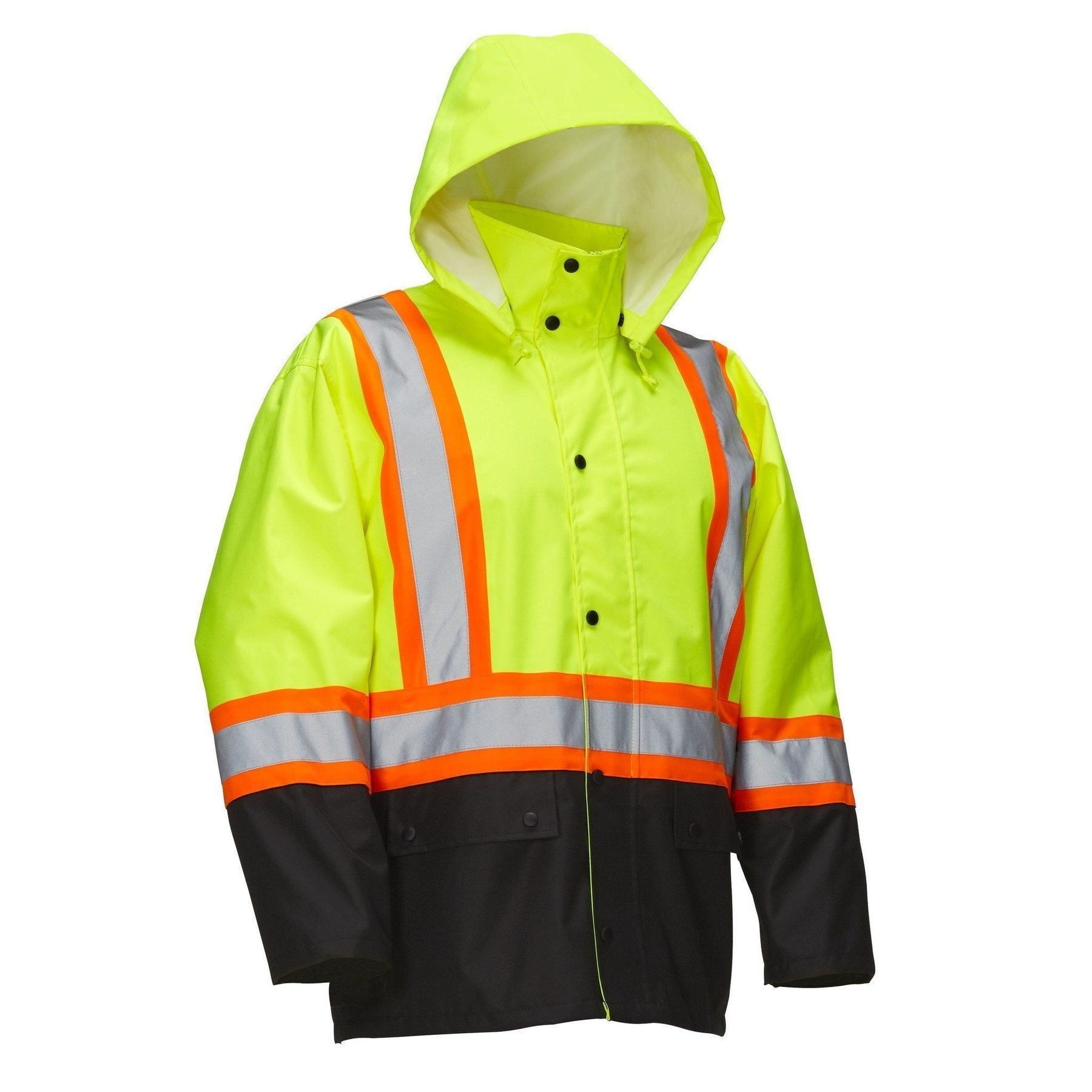 Forcefield Hi-Vis Rain Jacket with Snap-Off Hood 023-HVRJ