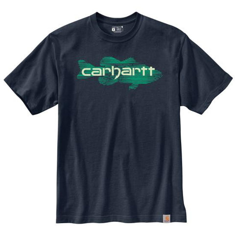 Carhartt Loose Fit Heavyweight Short-Sleeve Fish Graphic T-Shirt - 105717 Navy - NVY / S