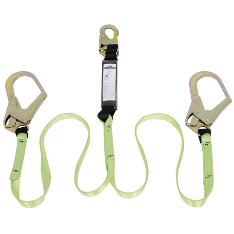 PEAK WORKS Shock Absorbing Lanyard Twin Leg - Snap & Form Hooks - 6' (1.8 M)